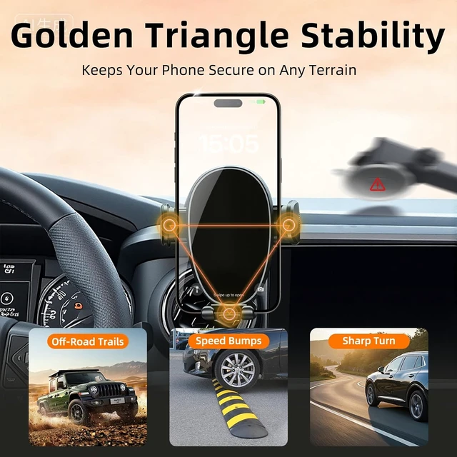 Alt view image 4 of 7 - Phone Mount for Toyota Tacoma (2016-2023, 3rd Gen), 360° Adjustable Dashboard Phone Holder, Hands Free Car Smartphone Mount for iPhone, Google & Android, 2020 2021 Toyota Tacoma Interior Accessories
