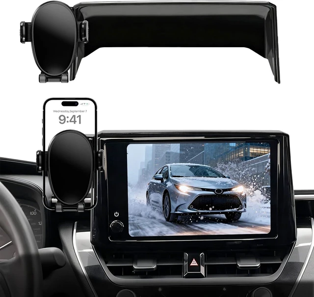 Main image of Phone Mount for Toyota Corolla (2019-2026, 8" Screen ONLY) / Corolla Hatchback (19-26) / Corolla Cross (2022-2026), Adjustable Dashboard Car Mount, Mobile Holder, 360° & Hands Free, with Storage Box