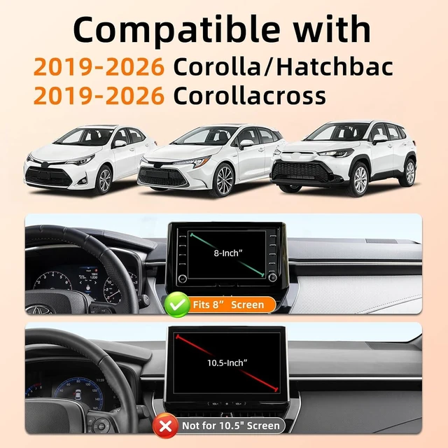 Alt view image 2 of 7 - Phone Mount for Toyota Corolla (2019-2026, 8" Screen ONLY) / Corolla Hatchback (19-26) / Corolla Cross (2022-2026), Adjustable Dashboard Car Mount, Mobile Holder, 360° & Hands Free, with Storage Box