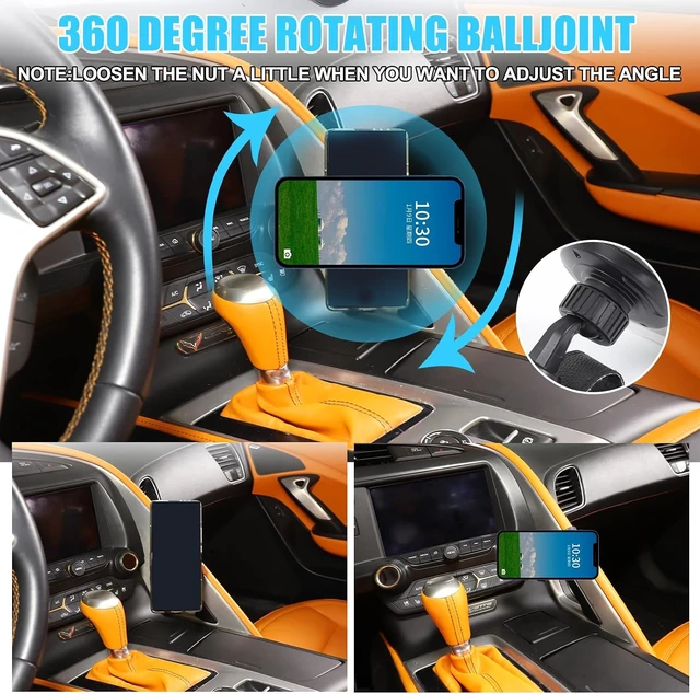 Alt view image 2 of 7 - Car Phone Holder for Corvette C7 2014-2019 Magnetic Aluminum Centre Console Handle Fixed Mobile Phone Mount Holder for Car Fit for iPhone Android and Universally Smartphones