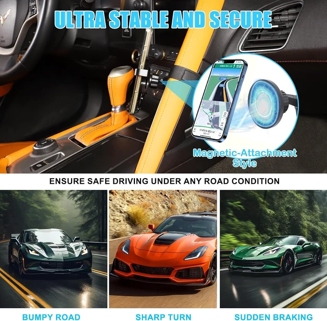 Alt view image 3 of 7 - Car Phone Holder for Corvette C7 2014-2019 Magnetic Aluminum Centre Console Handle Fixed Mobile Phone Mount Holder for Car Fit for iPhone Android and Universally Smartphones