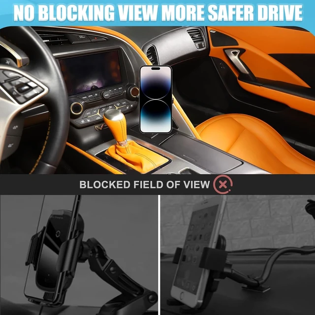 Alt view image 4 of 7 - Car Phone Holder for Corvette C7 2014-2019 Magnetic Aluminum Centre Console Handle Fixed Mobile Phone Mount Holder for Car Fit for iPhone Android and Universally Smartphones