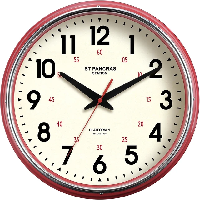 Alt view image 2 of 7 - Wall Clock Metal 12.4" Countryside Style Wall Clocks Retro Vintage Classical Silent Non Ticking Easy to Read for Living Room/Kitchen/Bedroom/Office/Bar(12.4" Red)