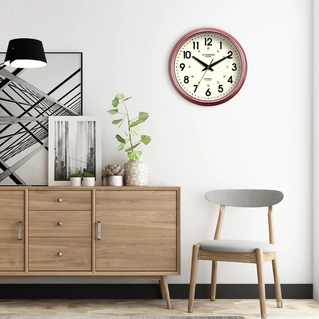 Alt view image 4 of 7 - Wall Clock Metal 12.4" Countryside Style Wall Clocks Retro Vintage Classical Silent Non Ticking Easy to Read for Living Room/Kitchen/Bedroom/Office/Bar(12.4" Red)