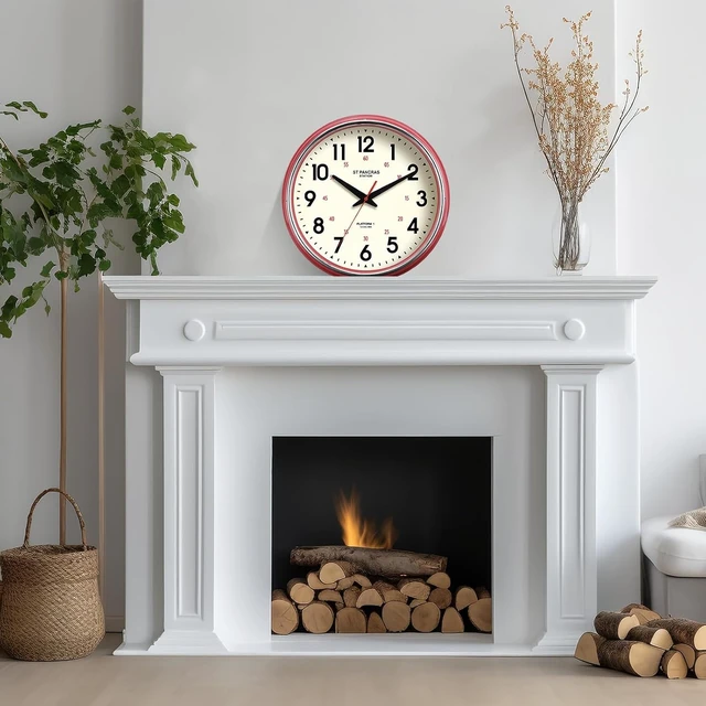 Alt view image 5 of 7 - Wall Clock Metal 12.4" Countryside Style Wall Clocks Retro Vintage Classical Silent Non Ticking Easy to Read for Living Room/Kitchen/Bedroom/Office/Bar(12.4" Red)