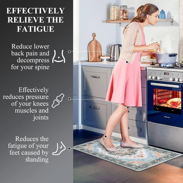 Alt view image 4 of 7 - Cushioned Kitchen Rug Sets 3 Piece Anti Fatigue Kitchen Mats for Floor Non Slip Waterproof Kitchen Rugs and Mats Comfort Standing Mat Runner for Home Office,Sink,Laundry