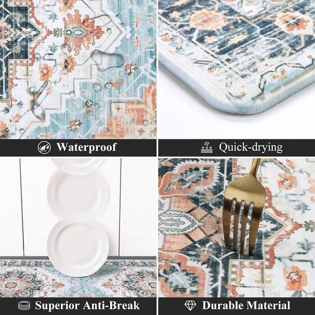 Alt view image 6 of 7 - Cushioned Kitchen Rug Sets 3 Piece Anti Fatigue Kitchen Mats for Floor Non Slip Waterproof Kitchen Rugs and Mats Comfort Standing Mat Runner for Home Office,Sink,Laundry