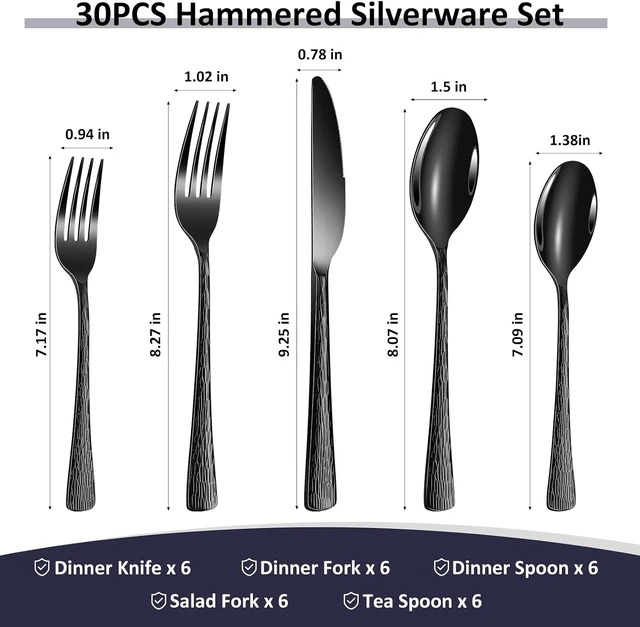 Alt view image 2 of 7 - Silverware Set, 30-Piece Heavy-Duty Cutlery Set, 18/10 Stainless Steel Flatware Set for 6,Mirror-Polished Knife Spoons and Forks Set, Dishwasher Safe Utensil Sets,Perfect for House Warming Gifts