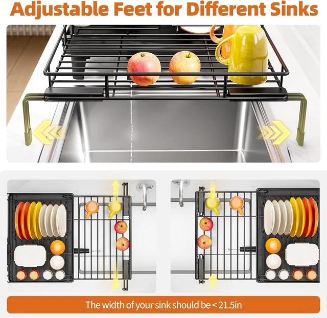 Alt view image 4 of 7 - Expandable Sink Dish Drying Rack for Kitchen Counter, 1-Tier Black
