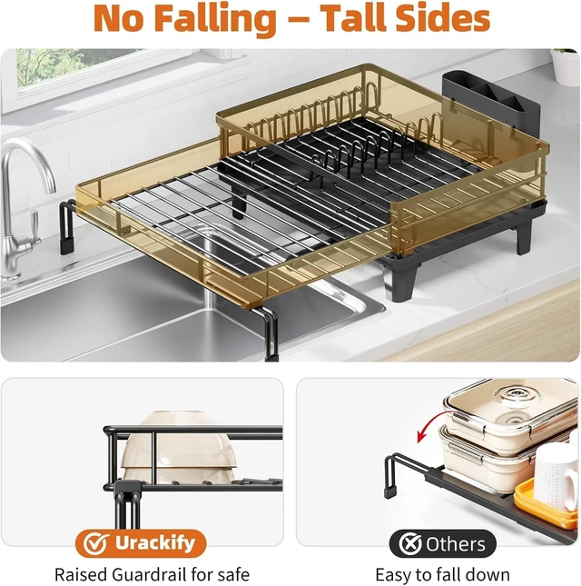 Alt view image 5 of 7 - Expandable Sink Dish Drying Rack for Kitchen Counter, 1-Tier Black