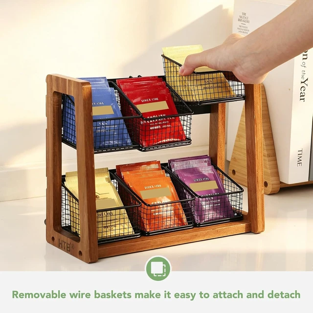 Alt view image 3 of 7 - 2 Tier Tea Organizer for Tea Bags with 6 Removable Metal Baskets