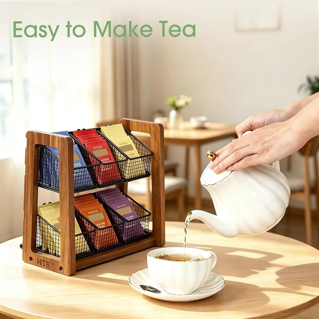 Alt view image 4 of 7 - 2 Tier Tea Organizer for Tea Bags with 6 Removable Metal Baskets