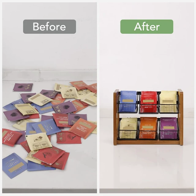 Alt view image 5 of 7 - 2 Tier Tea Organizer for Tea Bags with 6 Removable Metal Baskets