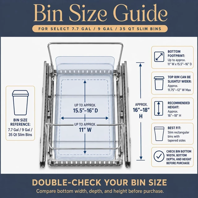 Alt view image 2 of 7 - Pull Out Trash Can Cabinet Organizer, 11W x 16.5D x 11H
