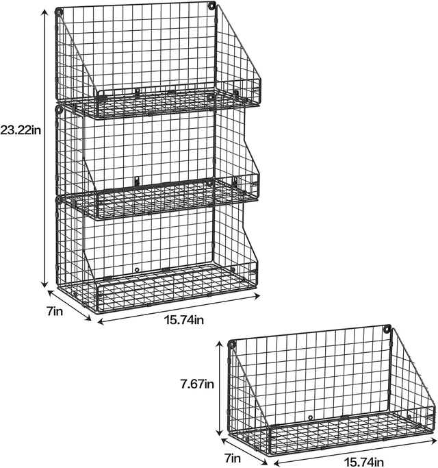 Alt view image 7 of 7 - 3 Tier Large Stackable Snack Organizer - Versatile Wall Mounted Wire Storage Basket with Divider for Candy Chip Cans Bars - Ideal for Pantry Office Home