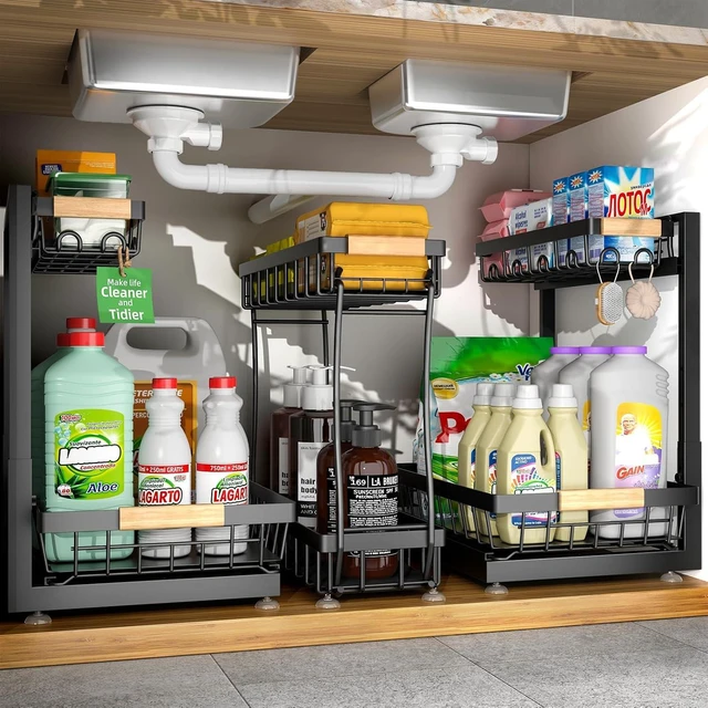 Main image of 3-Pack Under Sink Organizer, 2-Tier Pull-Out Cabinet Organizer