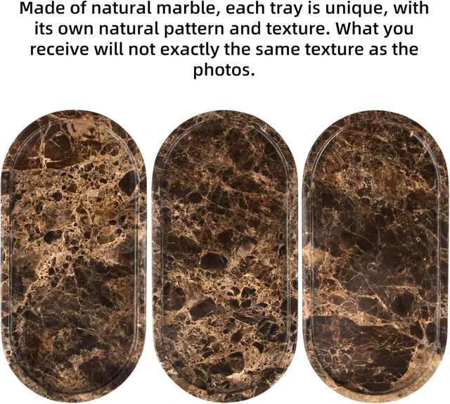 Alt view image 4 of 7 - Oval Marble Bathroom Vanity Tray, Dark Brown, 12" x 6" x 0.8"