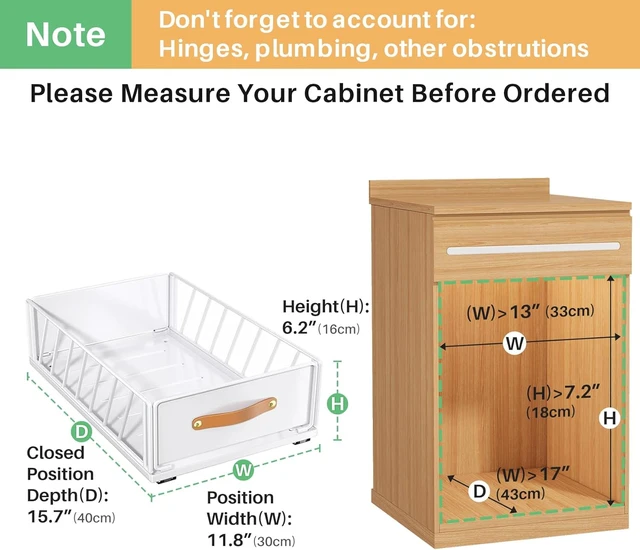 Alt view image 2 of 7 - Pull out Cabinet Organizer,Heavy Duty Slide out Pantry Shelves Drawer Storage with Adhesive Nano Film,Sliding Mesh Cabinet Basket with Handle for Kitchen, Bathroom, Home, 11.8W" X 15.7"D X 6.2"H,White