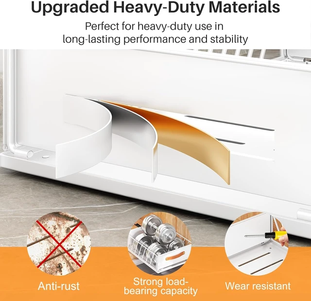 Alt view image 6 of 7 - Pull out Cabinet Organizer,Heavy Duty Slide out Pantry Shelves Drawer Storage with Adhesive Nano Film,Sliding Mesh Cabinet Basket with Handle for Kitchen, Bathroom, Home, 11.8W" X 15.7"D X 6.2"H,White