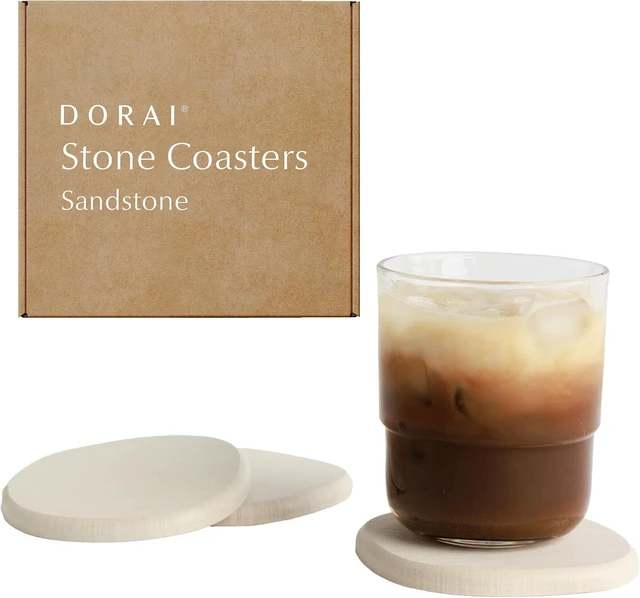 Main image of Home Stone Coasters Set - Diatomaceous Earth Water-Absorbing Drink Coaster for Coffee Table, Kitchen or Bar, Modern Stone Appearance