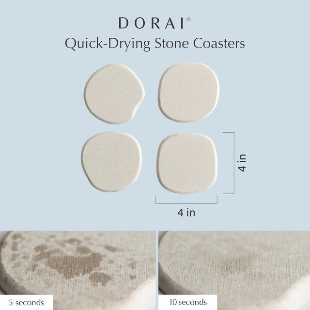 Alt view image 4 of 7 - Home Stone Coasters Set - Diatomaceous Earth Water-Absorbing Drink Coaster for Coffee Table, Kitchen or Bar, Modern Stone Appearance