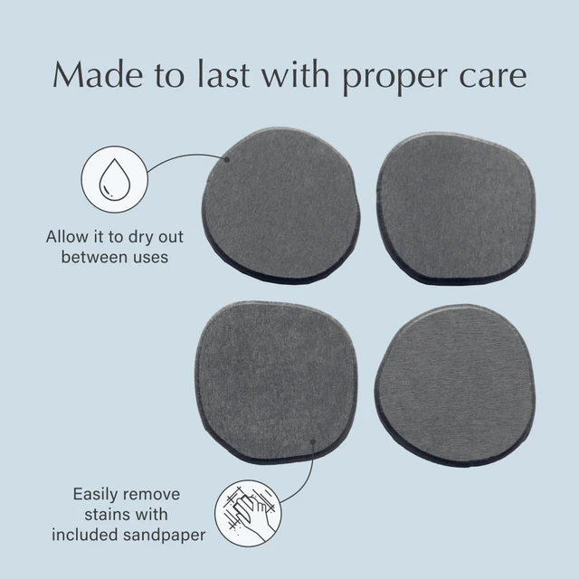 Alt view image 7 of 7 - Home Stone Coasters Set - Diatomaceous Earth Water-Absorbing Drink Coaster for Coffee Table, Kitchen or Bar, Modern Stone Appearance
