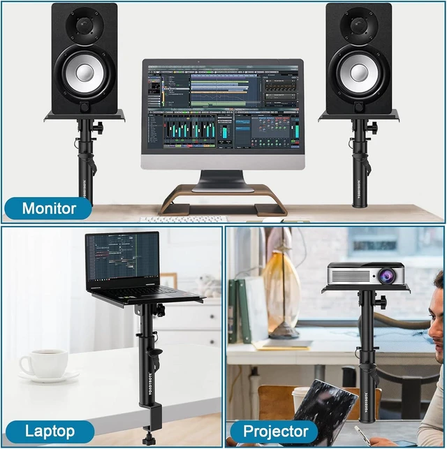 Alt view image 7 of 7 - Pair of Studio Monitor Stands Desk Clamp Speaker Stands 12°Tilt