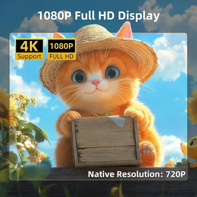 Alt view image 2 of 7 - Mini Projector 4K Support, Portable Projector Full HD 1080P Support