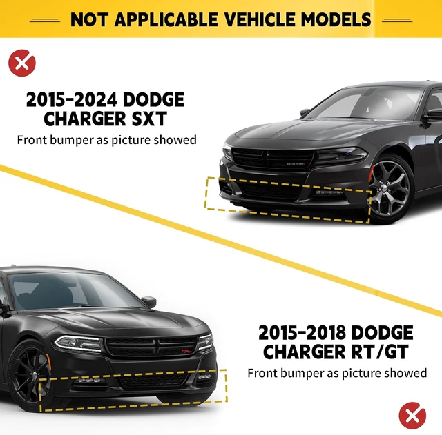Alt view image 4 of 7 - Dodge Charger Front Lip Spoiler Splitter for 2015-2024, Red Front Bumper Lip Kit Compatible with Charger SRT 392/Scat Pack/RT/GT