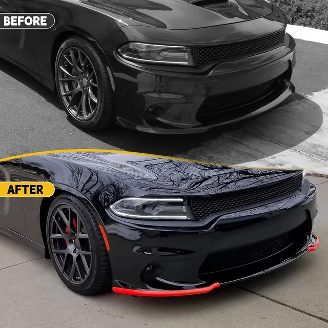 Alt view image 5 of 7 - Dodge Charger Front Lip Spoiler Splitter for 2015-2024, Red Front Bumper Lip Kit Compatible with Charger SRT 392/Scat Pack/RT/GT