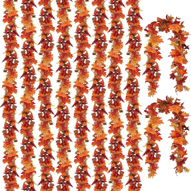 Main image of 10 Pack Fall Leaf Garland, Hanging Vines Garland Artificial Fall Maple LeavesThanksgiving Decor for Home Wedding Fireplace Party