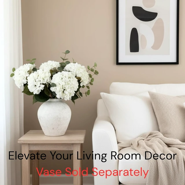 Alt view image 2 of 7 - Real Touch White Faux Hydrangea And Eucalyptus, Floral Arrangement For Vase