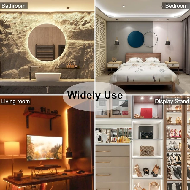 Alt view image 6 of 7 - CCT COB LED Strip Lights Tunable White, 16.4ft Dimmable 2700K-6500K 24V Tunable White LED Strip Lights Set, High Density led Strips CRI 90+ UL-Listed Power Supply,for Bedroom Kitchen Home DIY Lighting