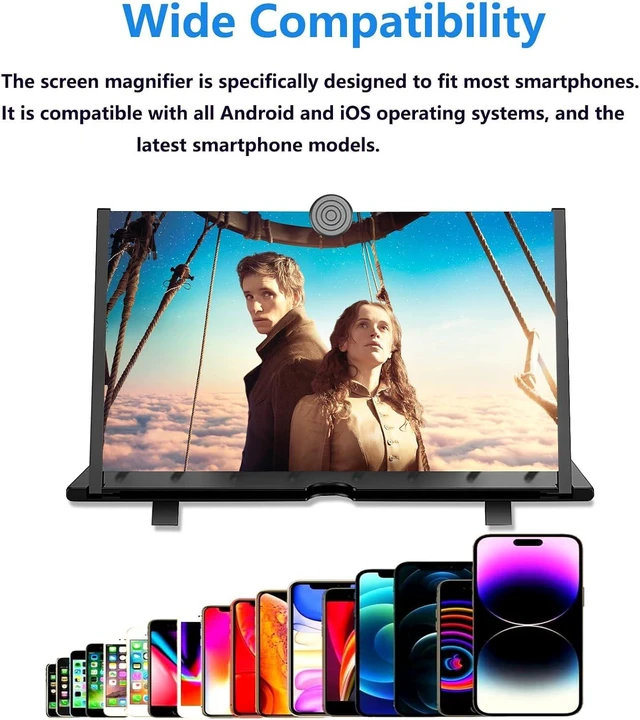 Alt view image 3 of 7 - 20" Screen Magnifier for Smartphone,3D HD Screen Enlarger for Movies, Videos, and Gaming,Adjustable Angle Design Amplifier Desktop Magnifying for Seniors Reading,Gifts for Mom Dad(Black, 20 Inch)
