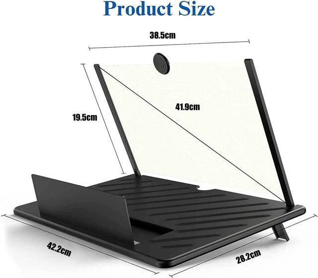 Alt view image 6 of 7 - 20" Screen Magnifier for Smartphone,3D HD Screen Enlarger for Movies, Videos, and Gaming,Adjustable Angle Design Amplifier Desktop Magnifying for Seniors Reading,Gifts for Mom Dad(Black, 20 Inch)