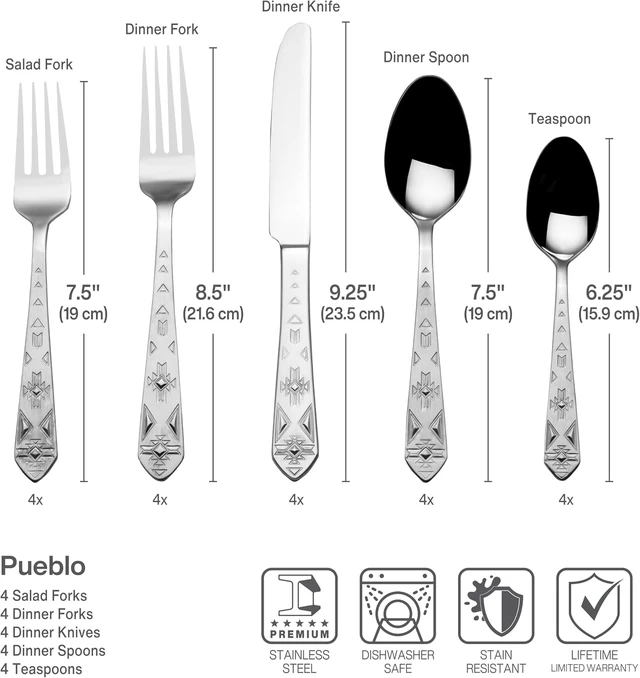 Alt view image 3 of 6 - Everyday Pueblo 20-Piece Stainless Steel Flatware Set, Service for 4
