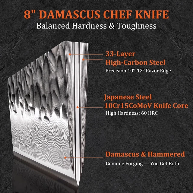 Alt view image 5 of 7 - 8" Japanese Damascus Chef Knife High Carbon Stainless Steel, 67 Layers