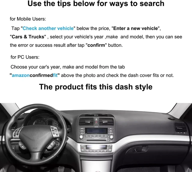 Alt view image 2 of 5 - Dash Cover Mat Custom Fit for Acura TSX (Black) J211