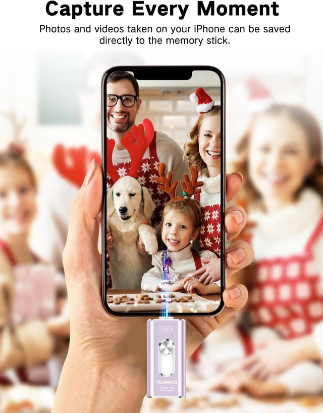 Alt view image 7 of 7 - 512GB Photo Stick for iPhone Flash Drive, Memory Stick Phone Storage for Photos and Videos Files Backup, Compatible with iPhone iPad Android PC, Plug & Play, No App Required (Light Purple)