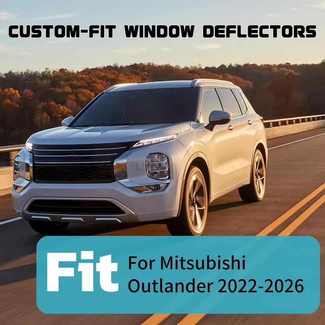 Alt view image 2 of 7 - Tape-on Window Visor Compatible with Mitsubishi Outlander 2022 2023 2024 2025 2026,4PCS Black Window Vent Deflectors,Window Rain Guards