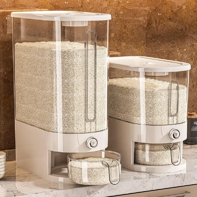 Main image of Large Rice Dispenser 25Lbs, Cereal Dispenser Rice Container Food Storage Container with Measuring Cup, Cereal Containers Storage Kitchen Storage Household Rice Pet Food Holder (25LBS)