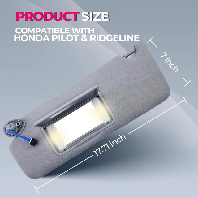 Alt view image 7 of 7 - Left Driver Side Sun Visor with Light Fits for Honda Pilot 2016-2022 Honda Ridgeline 2018-2020 Sun Shade # 83280-TG7-A12ZB 83230-TG7-A12ZB (Gray) (Gray(Left Driver Side))