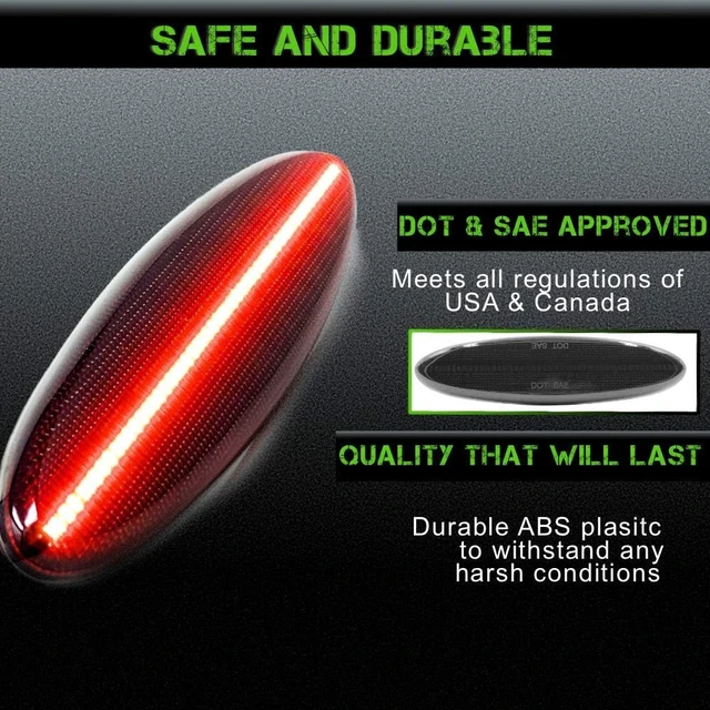 Alt view image 4 of 7 - -Lights C5 Red LED Rear Side Marker Fender Lights Better than OEM Replacement for 1997-2004 Coupe Z06 Convertible Corvette accessories (Smoked Lens)