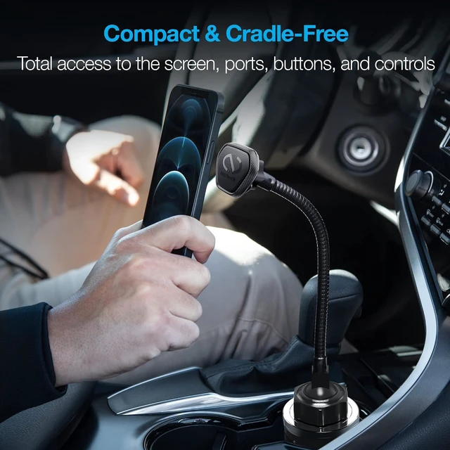 Alt view image 3 of 7 - MagBuddy Elite XL Car Phone Holder - Magnetic Mount for Cup Holder with 11 Inch Gooseneck & 360 Degree Swivel, Universal Compatibility for iPhone, Android & GPS Units