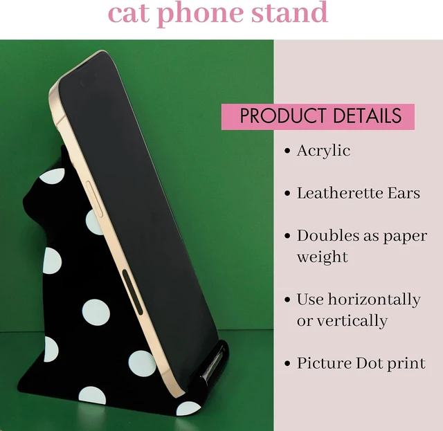 Alt view image 6 of 7 - Acrylic Phone Holder, Polka Dot Cat