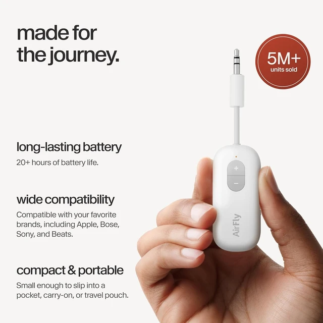 Alt view image 4 of 7 - AirFly SE, Bluetooth Wireless Audio Transmitter Adapter, White