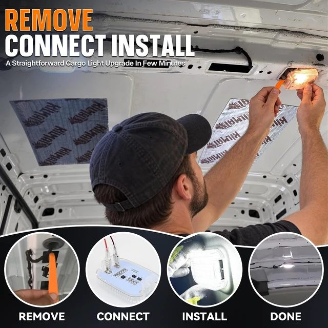 Alt view image 3 of 6 - 4PC LED Interior Cargo Light with Extension Wire for 2014-2024 Ford Transit