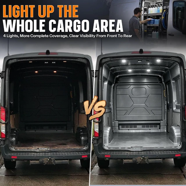 Alt view image 5 of 6 - 4PC LED Interior Cargo Light with Extension Wire for 2014-2024 Ford Transit