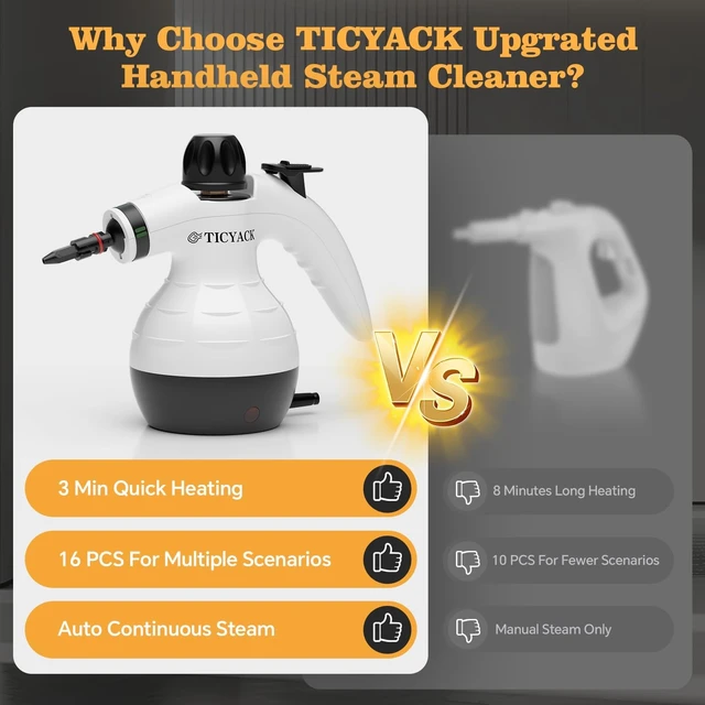 Alt view image 3 of 7 - Handheld Steam Cleaner with 16 Accessories & Safety Lock, White
