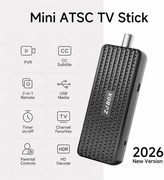 Alt view image 5 of 6 - Digital Converter Box for TV,1080P ATSC tv Tuner Box with hdmi Output and 3RCA Cables Hidden Behind TVwith Power Adapter2-in-1 RemoteTV Program Recording&Playback,USB Media Player